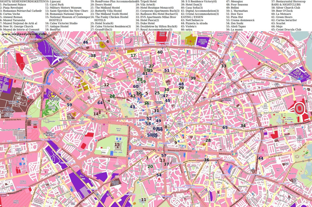 bucareste mapa de rua
